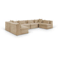  Meridian Stellar 152" Beige Chenille Fabric Upholstered 6 pc Modular Sectional IMAGE 1