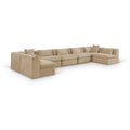  Meridian Stellar 190" Beige Chenille Fabric Upholstered 7 pc Modular Sectional IMAGE 1