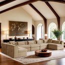  Meridian Stellar 190" Beige Chenille Fabric Upholstered 7 pc Modular Sectional IMAGE 2
