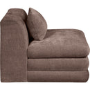  Meridian Stellar Brown Chenille Fabric Upholstered Modular Armless Chair IMAGE 4