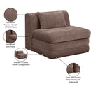  Manufacturer Color_Brown -- Stellar Brown Chenille Fabric Upholstered Modular Armless Chair IMAGE 9