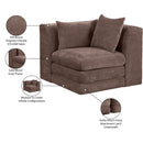  Meridian Stellar Brown Chenille Fabric Upholstered Modular Corner Chair IMAGE 8