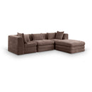  Meridian Stellar 114" Brown Chenille Fabric Upholstered 4 pc Modular Sectional IMAGE 1