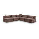  Manufacturer Color_Brown -- Stellar 114" Brown Chenille Fabric Upholstered 5 pc Modular Sectional IMAGE 1