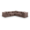  Meridian Stellar 114" Brown Chenille Fabric Upholstered 5 pc Modular Sectional IMAGE 1