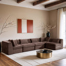  Meridian Stellar 152" Brown Chenille Fabric Upholstered 5 pc Modular Sectional IMAGE 2