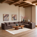  Manufacturer Color_Brown -- Stellar 152" Brown Chenille Fabric Upholstered 6 pc Modular Sectional IMAGE 2