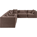 Meridian Stellar 152" Brown Chenille Fabric Upholstered 6 pc Modular Sectional IMAGE 4
