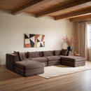  Manufacturer Color_Brown -- Stellar 152" Brown Chenille Fabric Upholstered 6 pc Modular Sectional IMAGE 2