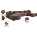  Manufacturer Color_Brown -- Stellar 152" Brown Chenille Fabric Upholstered 6 pc Modular Sectional IMAGE 9