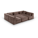  Meridian Stellar 114" Brown Chenille Fabric Upholstered 6 pc Modular Sectional IMAGE 1