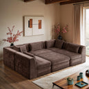  Manufacturer Color_Brown -- Stellar 114" Brown Chenille Fabric Upholstered 6 pc Modular Sectional IMAGE 2
