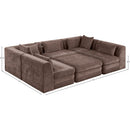  Manufacturer Color_Brown -- Stellar 114" Brown Chenille Fabric Upholstered 6 pc Modular Sectional IMAGE 8