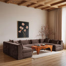  Manufacturer Color_Brown -- Stellar 152" Brown Chenille Fabric Upholstered 6 pc Modular Sectional IMAGE 2