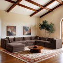  Manufacturer Color_Brown -- Stellar 152" Brown Chenille Fabric Upholstered 7 pc Modular Sectional IMAGE 2