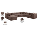  Meridian Stellar 152" Brown Chenille Fabric Upholstered 7 pc Modular Sectional IMAGE 9