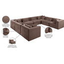  Meridian Stellar 152" Brown Chenille Fabric Upholstered 8 pc Modular Sectional IMAGE 9