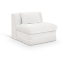  Meridian Stellar Cream Chenille Fabric Upholstered Modular Armless Chair IMAGE 1