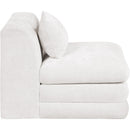  Meridian Stellar Cream Chenille Fabric Upholstered Modular Armless Chair IMAGE 4