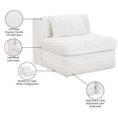  Meridian Stellar Cream Chenille Fabric Upholstered Modular Armless Chair IMAGE 9