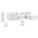  Manufacturer Color_Cream -- Stellar 114" Cream Chenille Fabric Upholstered 4 pc Modular Sectional IMAGE 12