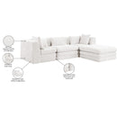 Meridian Stellar 114" Cream Chenille Fabric Upholstered 4 pc Modular Sectional IMAGE 12