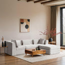  Manufacturer Color_Cream -- Stellar 114" Cream Chenille Fabric Upholstered 4 pc Modular Sectional IMAGE 2