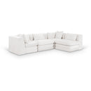  Meridian Stellar 114" Cream Chenille Fabric Upholstered 4 pc Modular Sectional IMAGE 1
