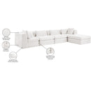  Manufacturer Color_Cream -- Stellar 152" Cream Chenille Fabric Upholstered 5 pc Modular Sectional IMAGE 11