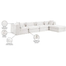 Meridian Stellar 152" Cream Chenille Fabric Upholstered 5 pc Modular Sectional IMAGE 11