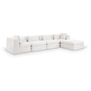  Manufacturer Color_Cream -- Stellar 152" Cream Chenille Fabric Upholstered 5 pc Modular Sectional IMAGE 1