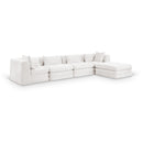  Meridian Stellar 152" Cream Chenille Fabric Upholstered 5 pc Modular Sectional IMAGE 1