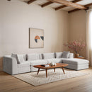  Manufacturer Color_Cream -- Stellar 152" Cream Chenille Fabric Upholstered 5 pc Modular Sectional IMAGE 2