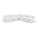  Meridian Stellar 114" Cream Chenille Fabric Upholstered 5 pc Modular Sectional IMAGE 1