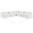  Manufacturer Color_Cream -- Stellar 114" Cream Chenille Fabric Upholstered 5 pc Modular Sectional IMAGE 8