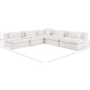  Meridian Stellar 114" Cream Chenille Fabric Upholstered 5 pc Modular Sectional IMAGE 8