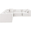  Manufacturer Color_Cream -- Stellar 114" Cream Chenille Fabric Upholstered 5 pc Modular Sectional IMAGE 4
