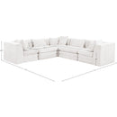  Manufacturer Color_Cream -- Stellar 114" Cream Chenille Fabric Upholstered 5 pc Modular Sectional IMAGE 8