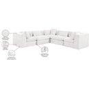  Manufacturer Color_Cream -- Stellar 114" Cream Chenille Fabric Upholstered 5 pc Modular Sectional IMAGE 9