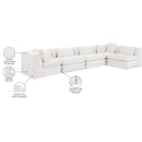  Manufacturer Color_Cream -- Stellar 152" Cream Chenille Fabric Upholstered 5 pc Modular Sectional IMAGE 12