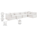  Meridian Stellar 152" Cream Chenille Fabric Upholstered 5 pc Modular Sectional IMAGE 12
