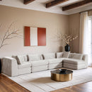  Manufacturer Color_Cream -- Stellar 152" Cream Chenille Fabric Upholstered 5 pc Modular Sectional IMAGE 2
