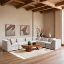  Manufacturer Color_Cream -- Stellar 152" Cream Chenille Fabric Upholstered 6 pc Modular Sectional IMAGE 2