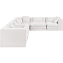  Meridian Stellar 152" Cream Chenille Fabric Upholstered 6 pc Modular Sectional IMAGE 4