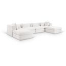  Manufacturer Color_Cream -- Stellar 152" Cream Chenille Fabric Upholstered 6 pc Modular Sectional IMAGE 1