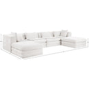  Manufacturer Color_Cream -- Stellar 152" Cream Chenille Fabric Upholstered 6 pc Modular Sectional IMAGE 8