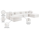  Manufacturer Color_Cream -- Stellar 152" Cream Chenille Fabric Upholstered 6 pc Modular Sectional IMAGE 9