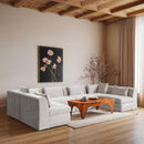  Manufacturer Color_Cream -- Stellar 152" Cream Chenille Fabric Upholstered 6 pc Modular Sectional IMAGE 2