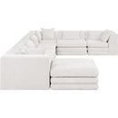  Manufacturer Color_Cream -- Stellar 152" Cream Chenille Fabric Upholstered 7 pc Modular Sectional IMAGE 4