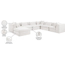  Manufacturer Color_Cream -- Stellar 152" Cream Chenille Fabric Upholstered 7 pc Modular Sectional IMAGE 9